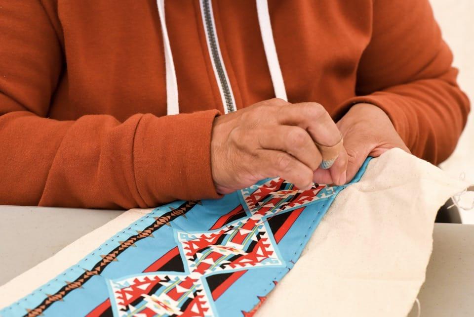Doing traditional Cree needlepoint