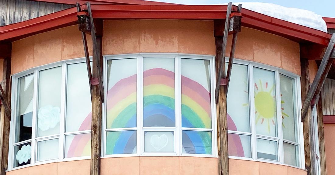 Rainbow in window in Waswanipi