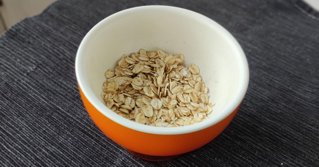 Oatmeal in an orange bowl
