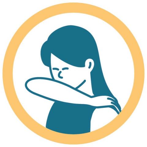 Icon of person sneezing into their elbow